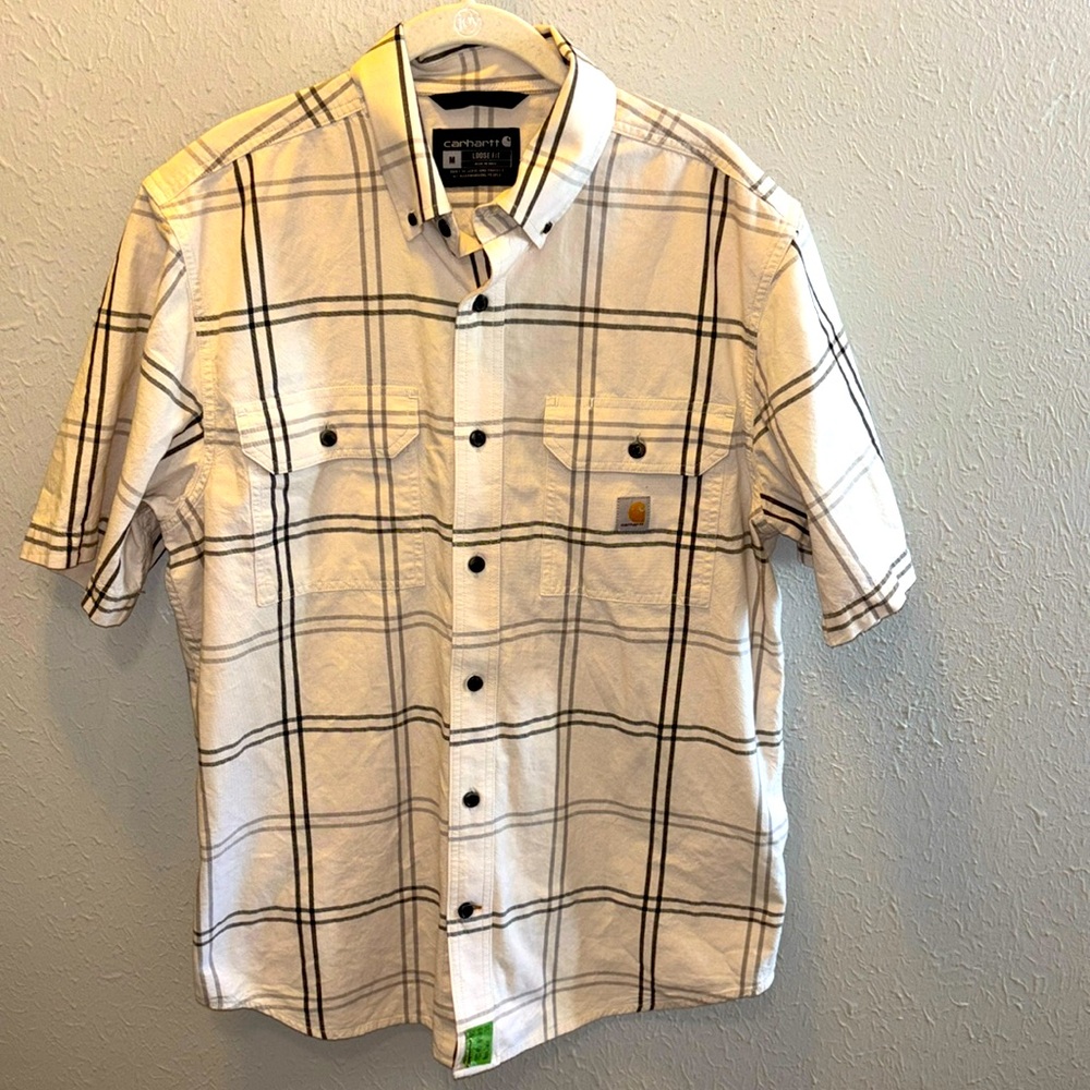 Carhartt Sporty Plaid Shirt Button Up Front Men’s Size Medium